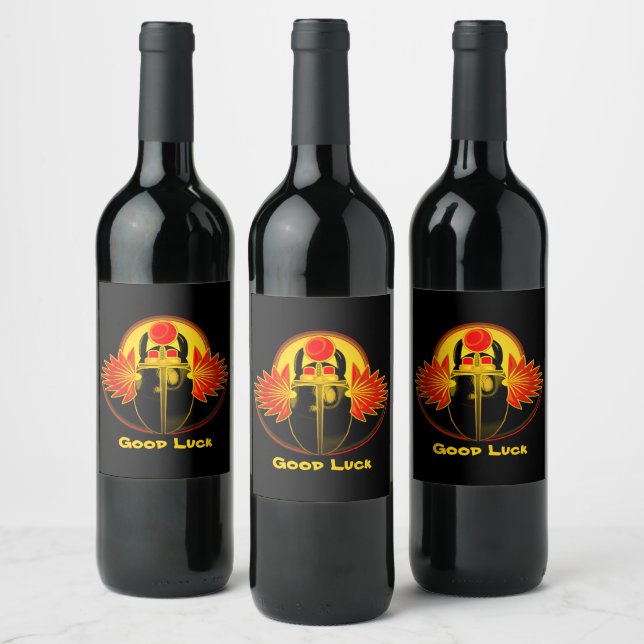 Étiquette Pour Bouteilles De Vin Kherpi Dieu du soleil levant, scarabée. (Bouteilles)