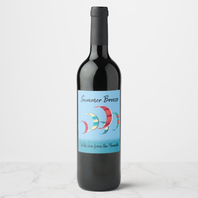 Étiquette Pour Bouteilles De Vin Kite Surf (Devant)