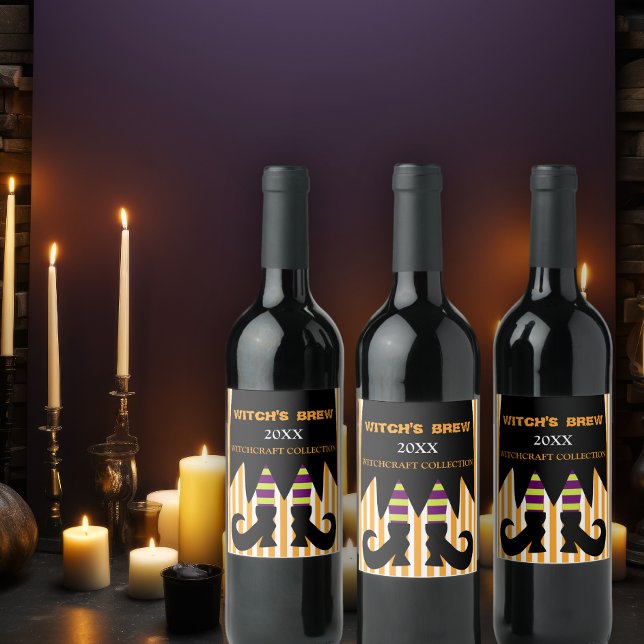 Étiquette Pour Bouteilles De Vin La brasse de sorcière (Customizable Halloween Witch's Brew stickers to add to your elixirs.)