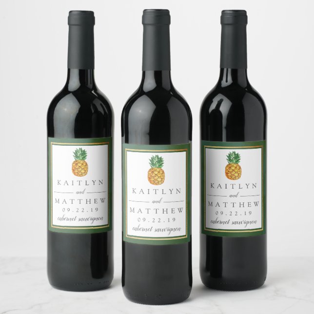 Étiquette Pour Bouteilles De Vin La collection de Mariages d'ananas tropicaux (Bouteilles)