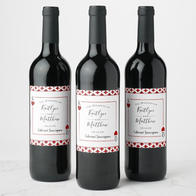 Étiquette Pour Bouteilles De Vin La collection de Mariages de cartes de jeu Monogra (Bouteilles)