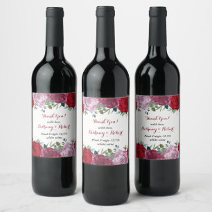 Étiquette Pour Bouteilles De Vin La collection de Mariages floraux romantiques