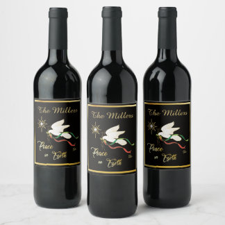 Étiquette Pour Bouteilles De Vin La colombe blanche répand la paix sur la terre Éti