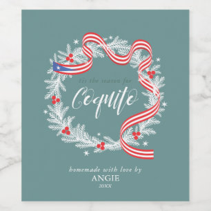 Étiquette Pour Bouteilles De Vin La couronne de Noël Coquito