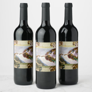 Étiquette Pour Bouteilles De Vin La création d'Adam par Michel-Ange