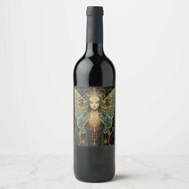 Étiquette Pour Bouteilles De Vin La déesse Luna Moth (Devant)