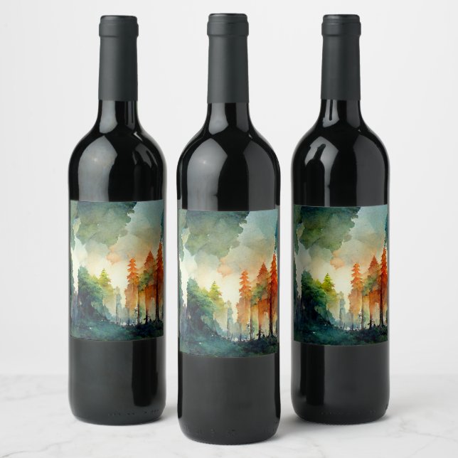 Étiquette Pour Bouteilles De Vin La forêt (nature) (Bouteilles)