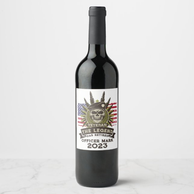 Étiquette Pour Bouteilles De Vin La Légende A Retraité Un Vétéran Personnalisé (Devant)