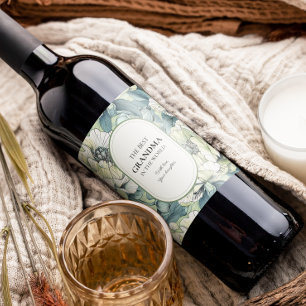 Étiquette Pour Bouteilles De Vin La meilleure grand-mère du monde Fleur de jardin v