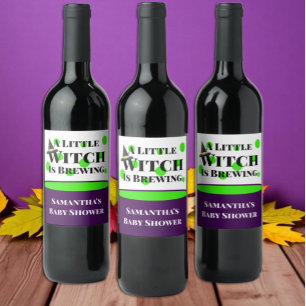 Étiquette Pour Bouteilles De Vin La petite sorcière prépare une baby shower Hallowe