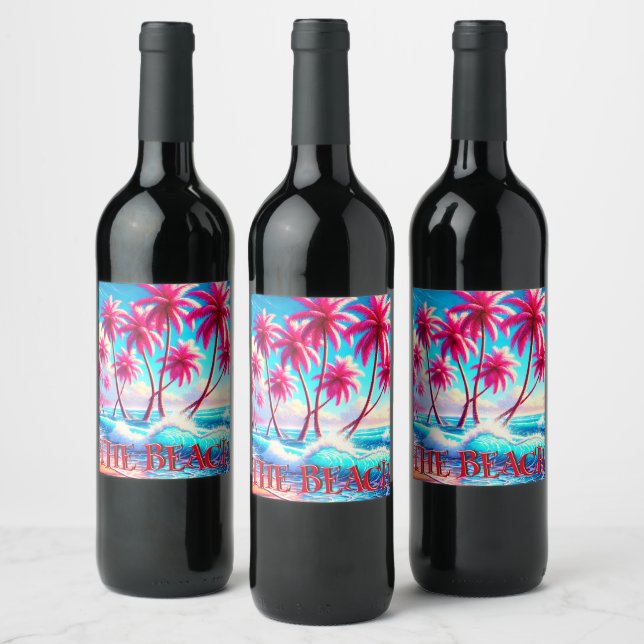 Étiquette Pour Bouteilles De Vin La plage (Bouteilles)