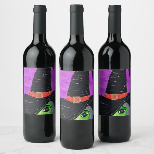 Étiquette Pour Bouteilles De Vin La Sorcière à Halloween (Bouteilles)