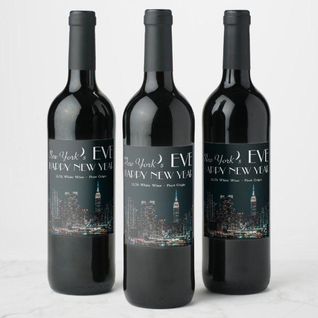Étiquette Pour Bouteilles De Vin La veille de New York, Bonne année (Bouteilles)