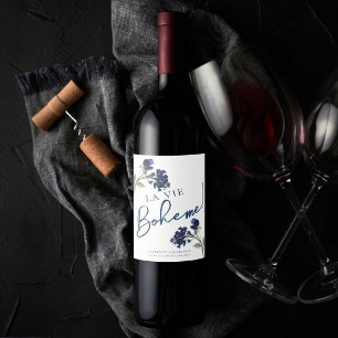Étiquette Pour Bouteilles De Vin La Vie Boheme   Le Fleur sauvage Bleu Vie Bohème