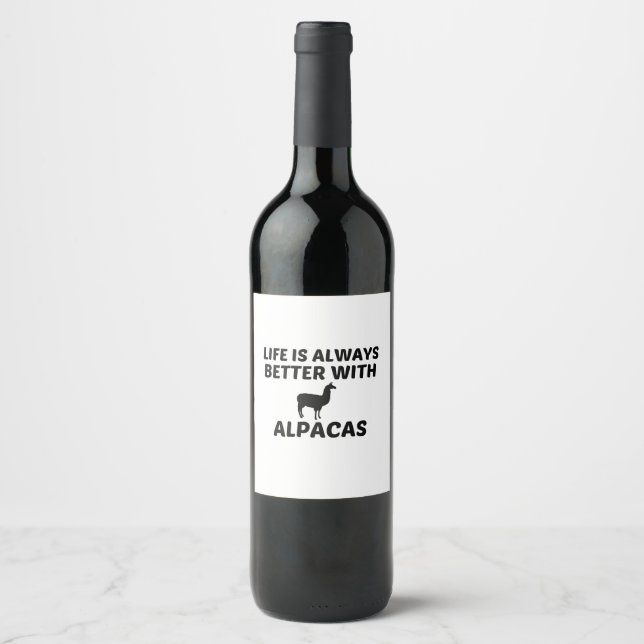 ÉTIQUETTE POUR BOUTEILLES DE VIN LA VIE D'ALPACA EST MEILLEURE (Devant)