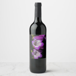 Étiquette Pour Bouteilles De Vin Lable à vin de fleurs blanches violettes
