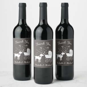 Étiquette Pour Bouteilles De Vin Labrador Baby shower de chien Laboratoire gris Neu