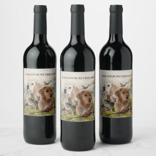 Étiquette Pour Bouteilles De Vin Labrador Retrivers avec faisan, Art