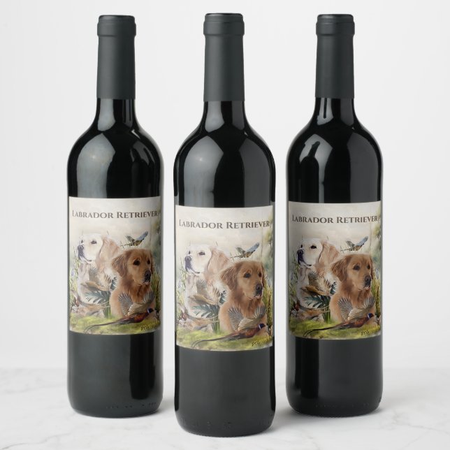Étiquette Pour Bouteilles De Vin Labrador Retrivers avec faisan, Art (Bouteilles)