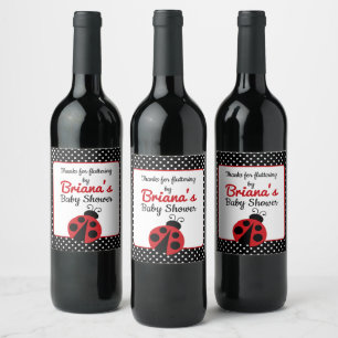 Étiquette Pour Bouteilles De Vin Ladybug Baby shower ou fête d'anniversaire