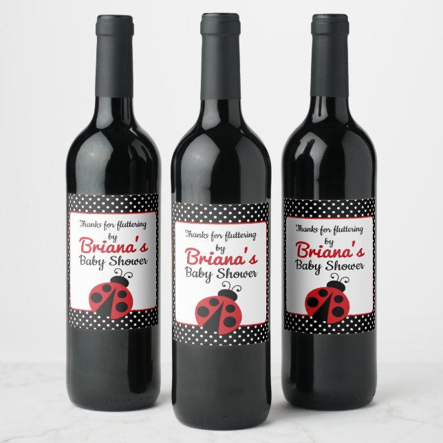 Étiquette Pour Bouteilles De Vin Ladybug Baby shower ou fête d'anniversaire (Bouteilles)