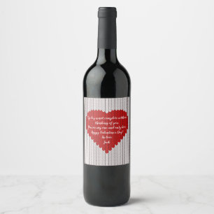 Étiquette Pour Bouteilles De Vin Laine simple nue Look Je t'aime Valentines Day