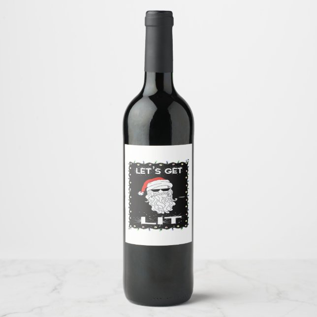 Étiquette Pour Bouteilles De Vin Laissons-nous Lit Drôle Noël Boire Essentiel (Devant)