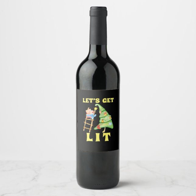 Étiquette Pour Bouteilles De Vin Laissons-nous un Noël amusant Boire classique (Devant)