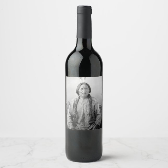 Étiquette Pour Bouteilles De Vin Lakota Leader assis Bull Amérindien (Devant)