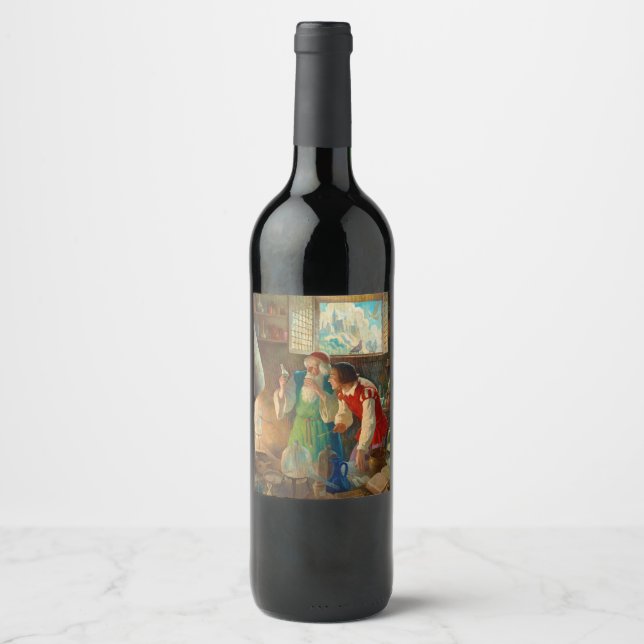 Étiquette Pour Bouteilles De Vin L'alchimiste de Newell Convers Wyeth (Devant)