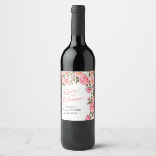 ÉTIQUETTE POUR BOUTEILLES DE VIN L'AMOUR EST EN BLOOM ASSEZ ROSE ROSES SAUVAGES