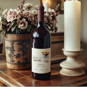 Étiquette Pour Bouteilles De Vin L'amour est en train de se préparer Blue Bow Coffe