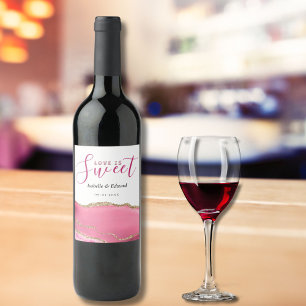 Étiquette Pour Bouteilles De Vin L'Amour Est Un Or Doux Et Pierre D'agate Rose Mari