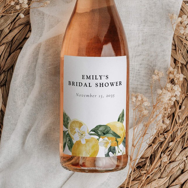 Étiquette Pour Bouteilles De Vin Lancement de Fête de Mariage Citron Agrumes (Créateur téléchargé)