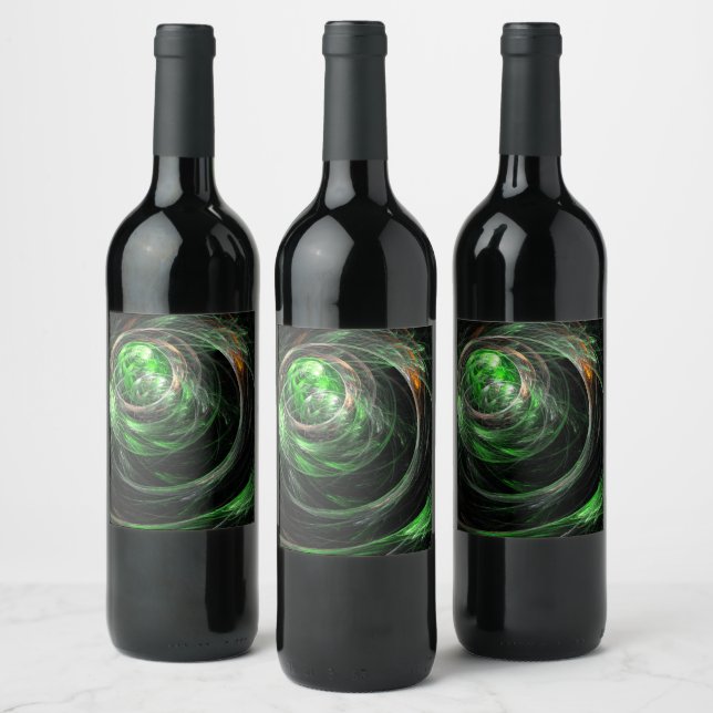 Étiquette Pour Bouteilles De Vin L'art Abstrait vert du monde entier (Bouteilles)
