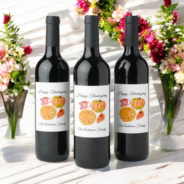 Étiquette Pour Bouteilles De Vin Latte d'épice Citrouille bon thanksgiving (Créateur téléchargé)
