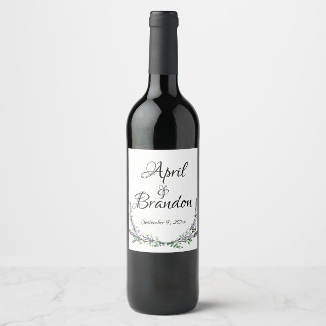 Étiquette Pour Bouteilles De Vin Lavande et Eucalyptus (Devant)