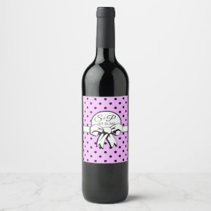 Étiquette Pour Bouteilles De Vin Lavande et pois noirs Ruban blanc personnalisé