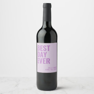 Étiquette Pour Bouteilles De Vin Lavender Moderne Meilleur Jour Jamais Mariage Vin 