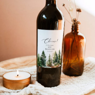 Étiquette Pour Bouteilles De Vin L'aventure attend la forêt rustique douche nuptial