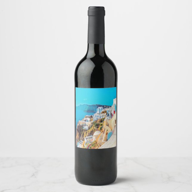 Étiquette Pour Bouteilles De Vin ldp SANTORINI - panorama - (Devant)