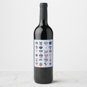 Étiquette Pour Bouteilles De Vin Le 4 Juillet Dog Visages