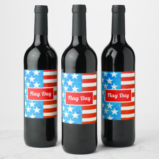 Étiquette Pour Bouteilles De Vin Le jour du drapeau, Personnaliser (Bouteilles)