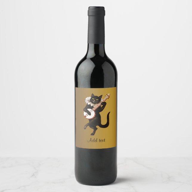 Étiquette Pour Bouteilles De Vin Le Modèle de chats musicaux, (Devant)