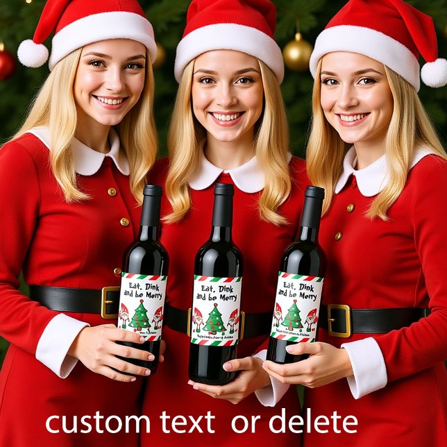 Étiquette Pour Bouteilles De Vin Le pickball de Noël (Christmas pickleball wine label, custom text)