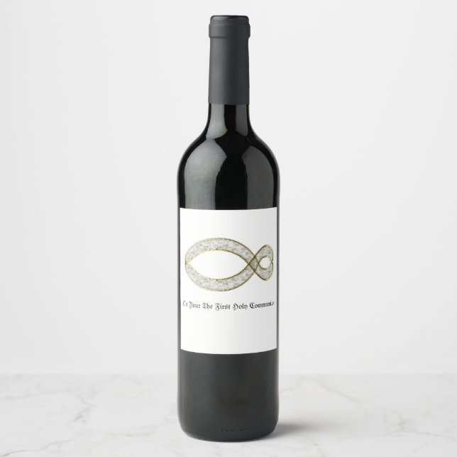 Étiquette Pour Bouteilles De Vin Le symbole du Fish Christian. (Devant)