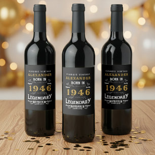Étiquette Pour Bouteilles De Vin Légende pour 80e anniversaire Né en 1946 Vintage N