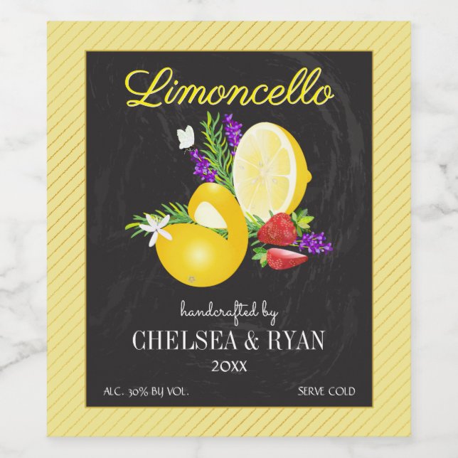 Étiquette Pour Bouteilles De Vin Lemoncello Chalkboard Look Mariage (Étiquettes simples)