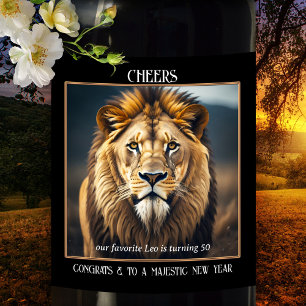 Étiquette Pour Bouteilles De Vin Leo Anniversaire Lion Art