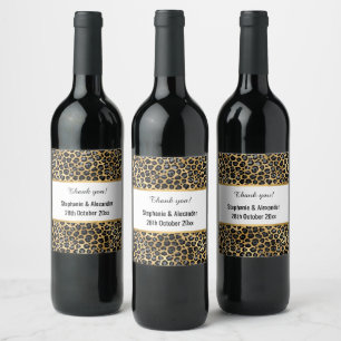 ÉTIQUETTE POUR BOUTEILLES DE VIN LEOPARD GOLD PERSONNALISÉ
